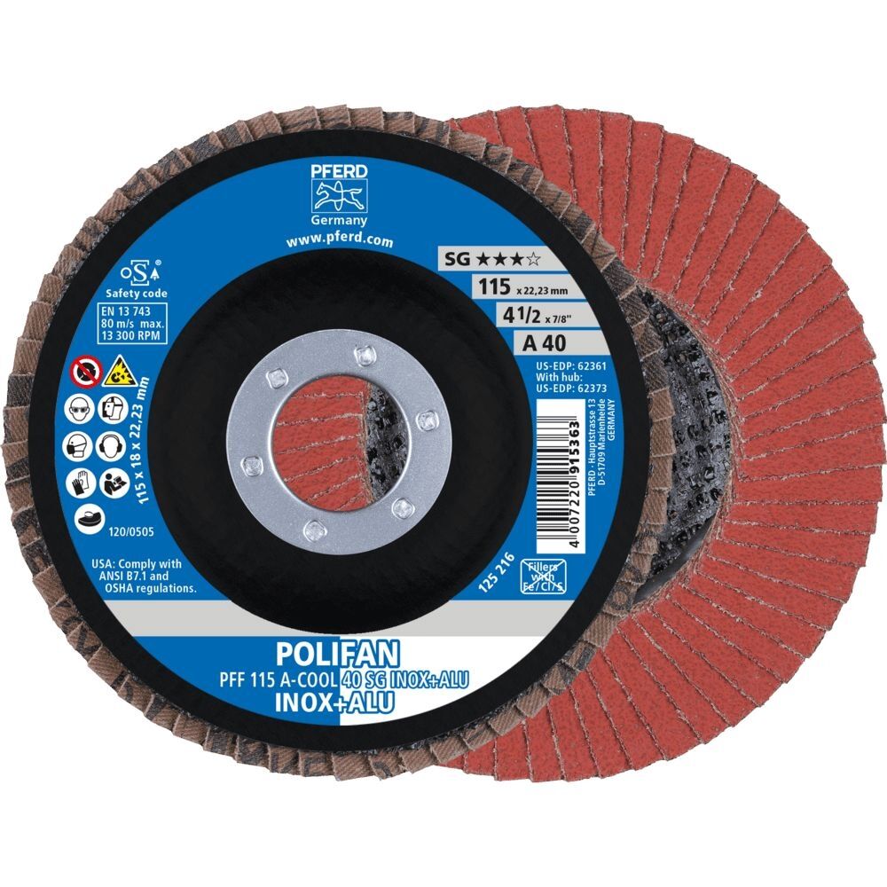 PFERD Fächerschleifscheibe gerade 115mm A 40 SG-COOL