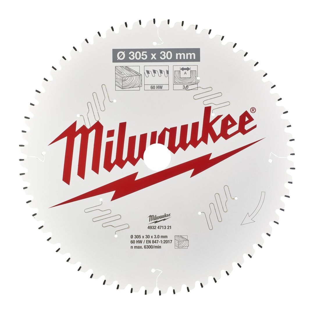 MILWAUKEE Sägeblatt Holz für Kapp- & Gehrungssägen 305/30mm Z60 Wechselzahn