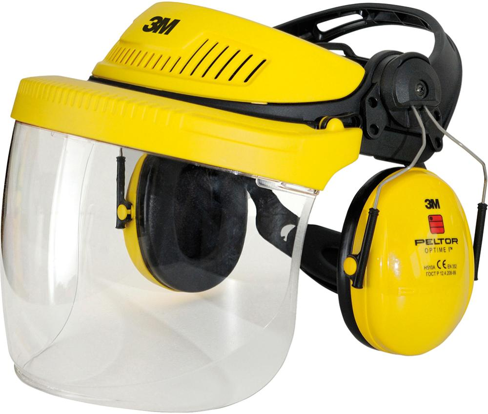 3M Schutzschild Kombination gelb Gehörschutz H510P3E Polycarbonat Visier 5F-11