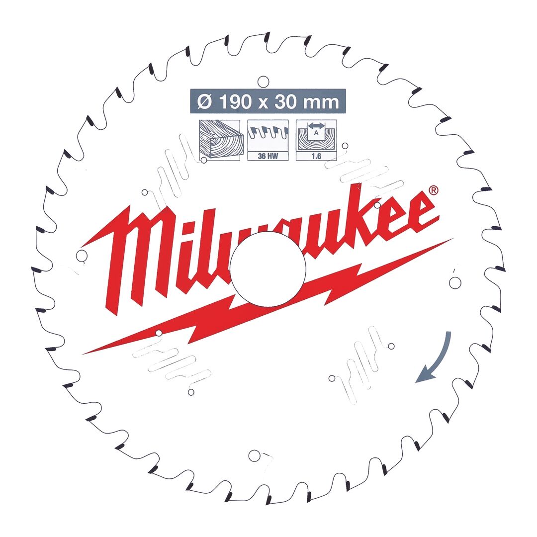 MILWAUKEE MILWAUKEE-Kreissägeblatt Holz für Akku- Handkreissägen 190/30mm Z36