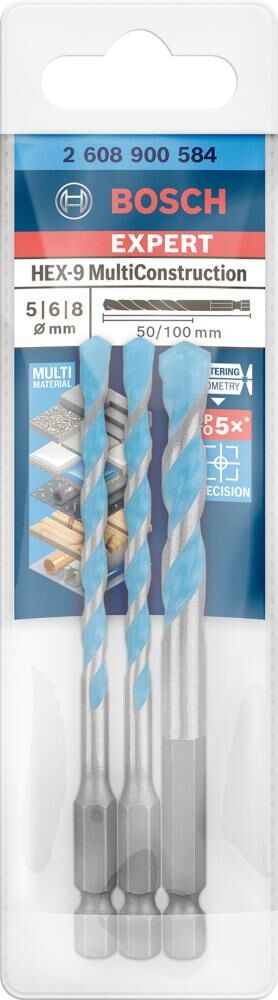 BOSCH MultiConstruction Bohrer Set HEX-9 EXPERT 5/6/8mm 3-teilig sechskant