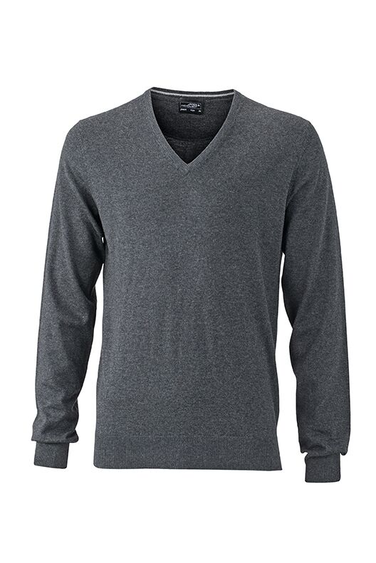 JAMES & NICHOLSON Pullover Gr. XXL V-Neck anthrazit/melange