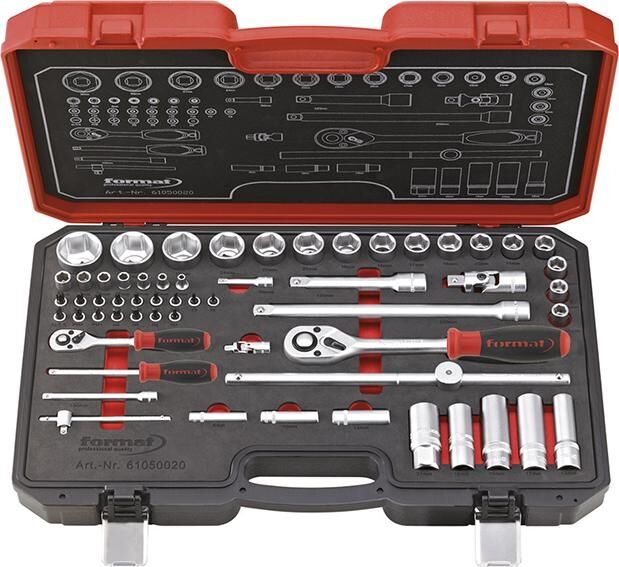 FORMAT Steckschlüssel Set 1/4" +1/2" 58-teilig
