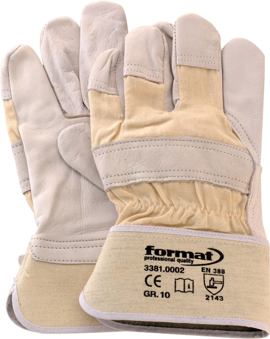 FORMAT Handschuhe Rindvolleder Gr. 8 gummierte Stulpe