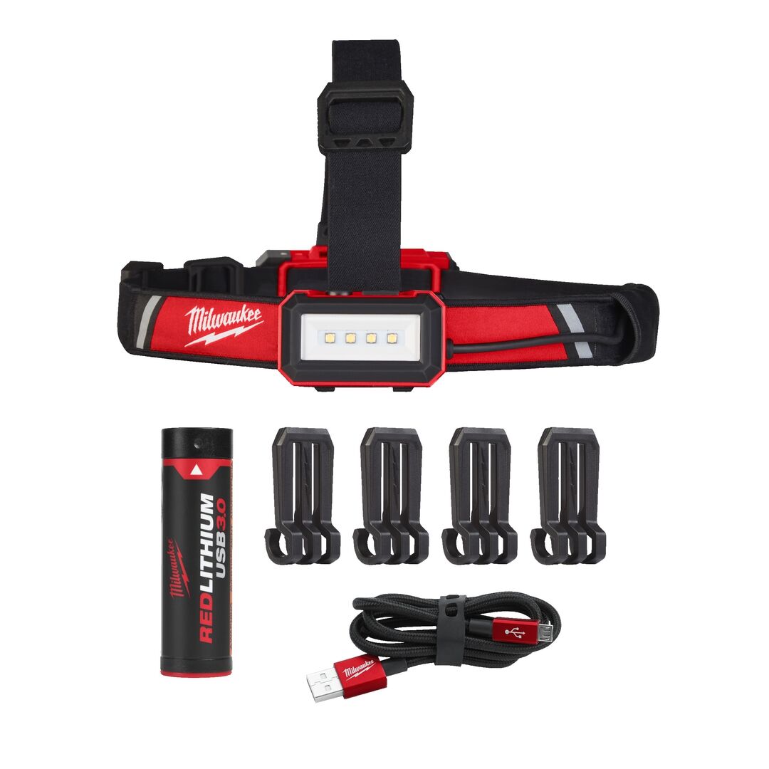 MILWAUKEE Akku-Stirnlampe L4HLRP-301 inkl. Akku USB Kabel