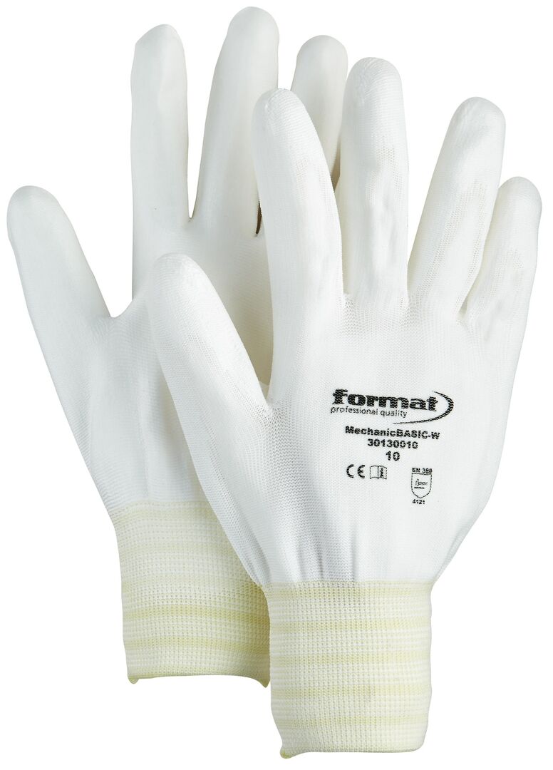 FORMAT Montage-Handschuh Mechanic Basic Gr. 9 PU weiß