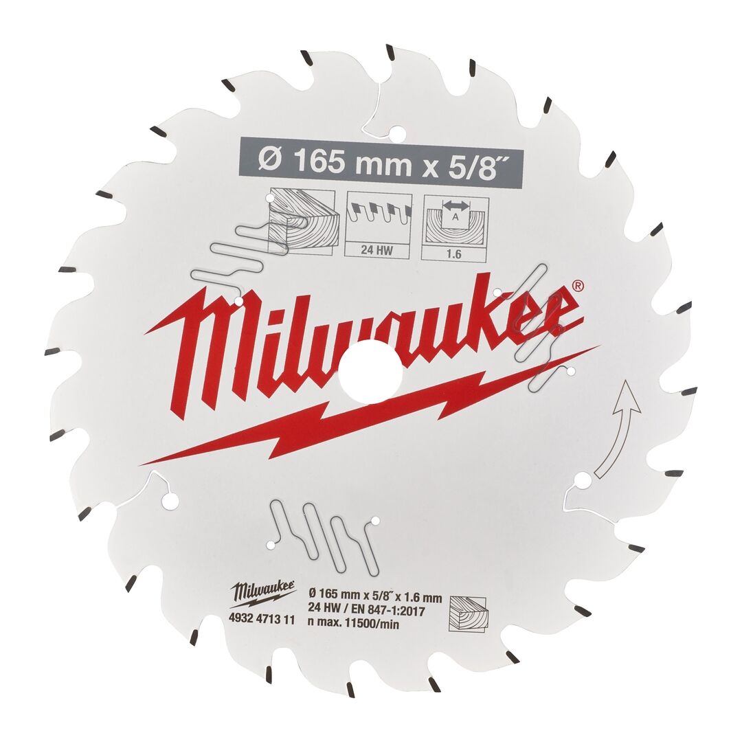 MILWAUKEE Kreissägeblatt Holz für Akku- Handkreissägen 165/15,87mm Z24