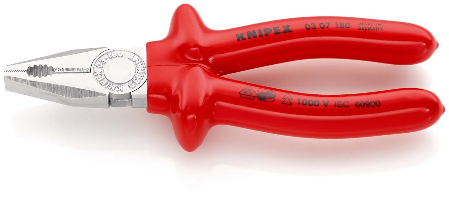 KNIPEX Kombizange 180mm tauchisoliert VDE verchromt 03 07 180
