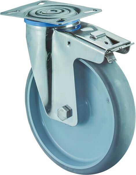 BS ROLLEN Edelstahl Lenkrolle mit Feststeller drmit 80mm H120.B43.080