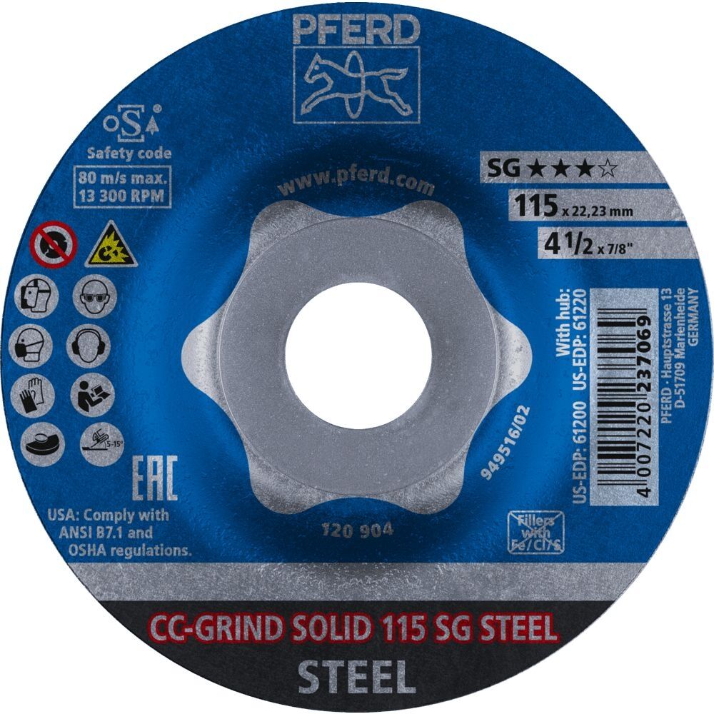 PFERD Schleifscheibe CC-GRIND-SOLID SG STEEL 115mm