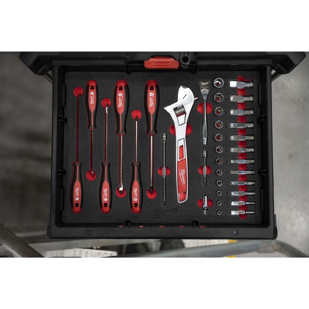 MILWAUKEE PACKOUT Einlage für Koffer mit Schubladen 35--teilig