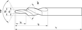 FORMAT Kurzstufenbohrer 90 Grad M 12 Kernloch HSS