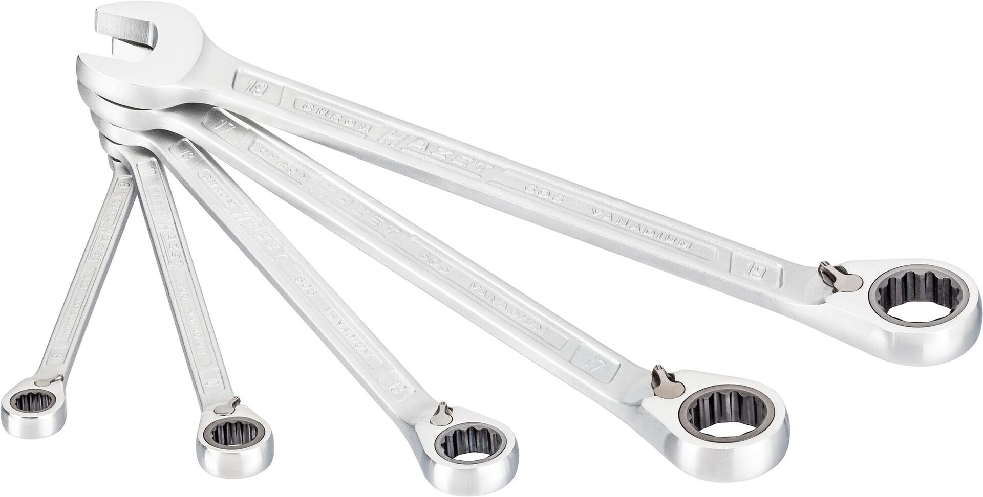 HAZET Knarren-Ring-Maulschlüsselsatz 606 5-teilig 8-19mm