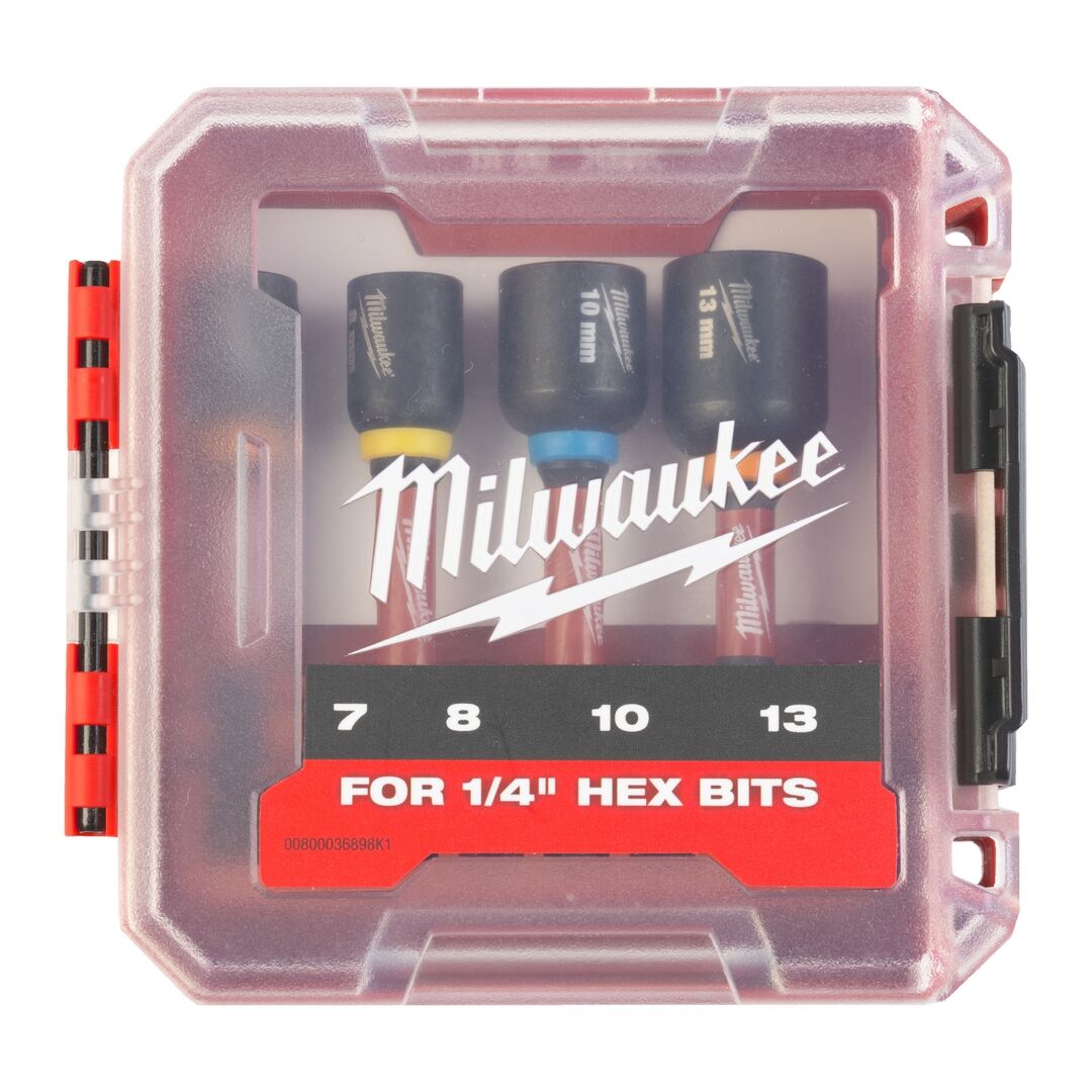 MILWAUKEE Steckschlüssel Set 1/4" 7-13mm 4-teilig SHOCKWAVE