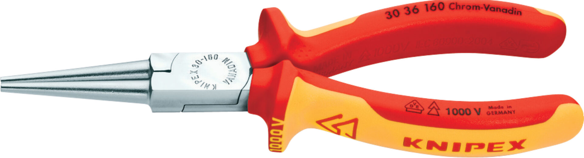 KNIPEX 30 36 160 Langbeckzange isoliert mit Mehrkohne-Hülle VDE verchromt 160mm