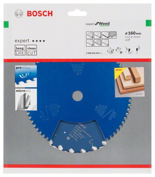 BOSCH Kreissägeblatt Expert for Wood 160x20x2,2/1,6mm 24 Z