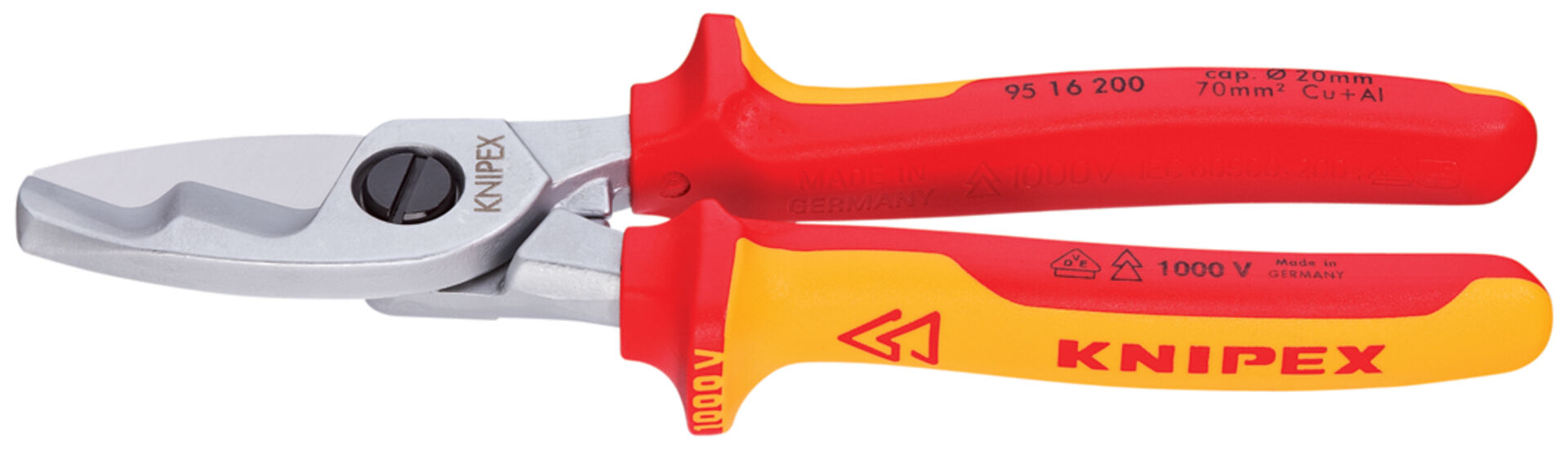 KNIPEX 95 16 200 Kabelschere Doppelschneide isol. VDE verch. 200mm