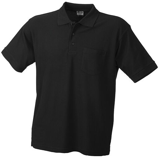 JAMES & NICHOLSON Polo Shirt Piqué Pocket black Gr. XL