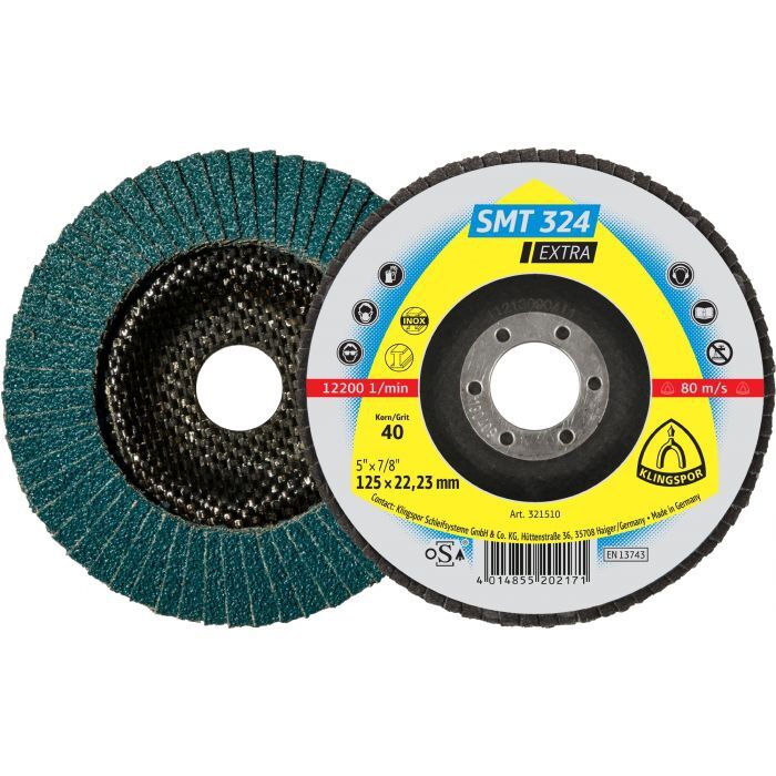 KLINGSPOR Fächerschleifscheibe SMT 324 gerade 115x22,23mm K40