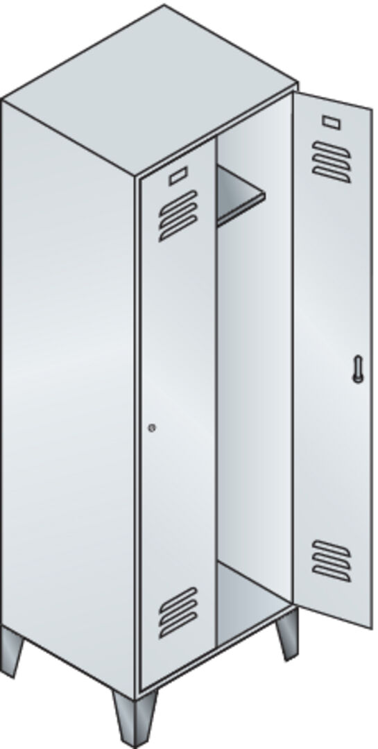 CP Garderobenschrank Classic mit Füßen 2 Abteile,1850x610x500, RAL 7035/7035