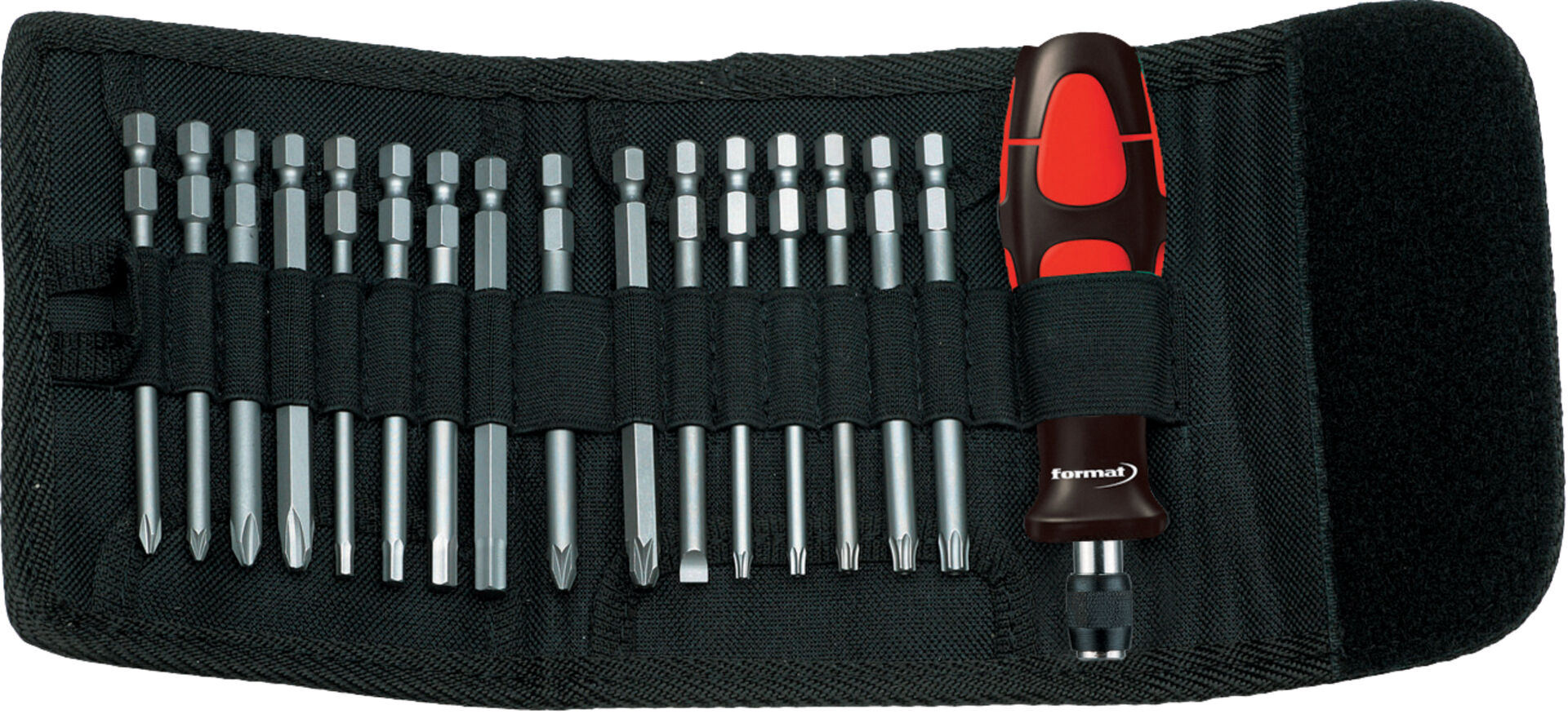 FORMAT Bitsortiment in Rolltasche 17-teilig mit Schnellwechselfutter