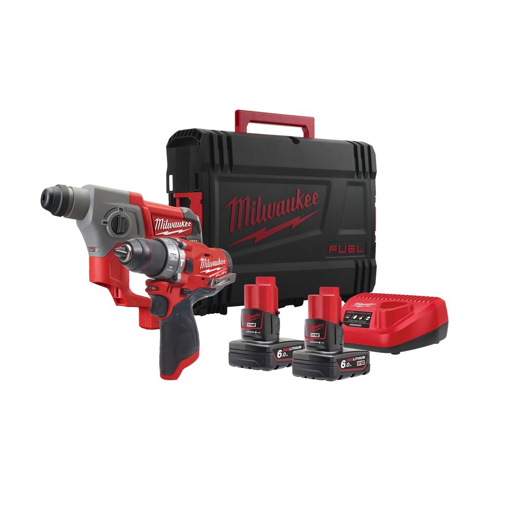 MILWAUKEE Akku-Werkzeugset M12FPP2B-602X M12FPD M12Fuel Akku-Bohrhammer