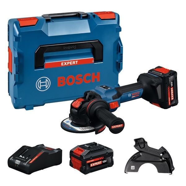 BOSCH Akku-Winkelschleifer EXWX18V-15S X-Lock 2x18V/8,0 Ah, Ladegerät, L-BOXX