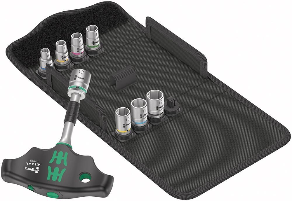 WERA Ratschenset 1/4" Quergriff 9-teilig Kraftform Kompakt 400RA Set2