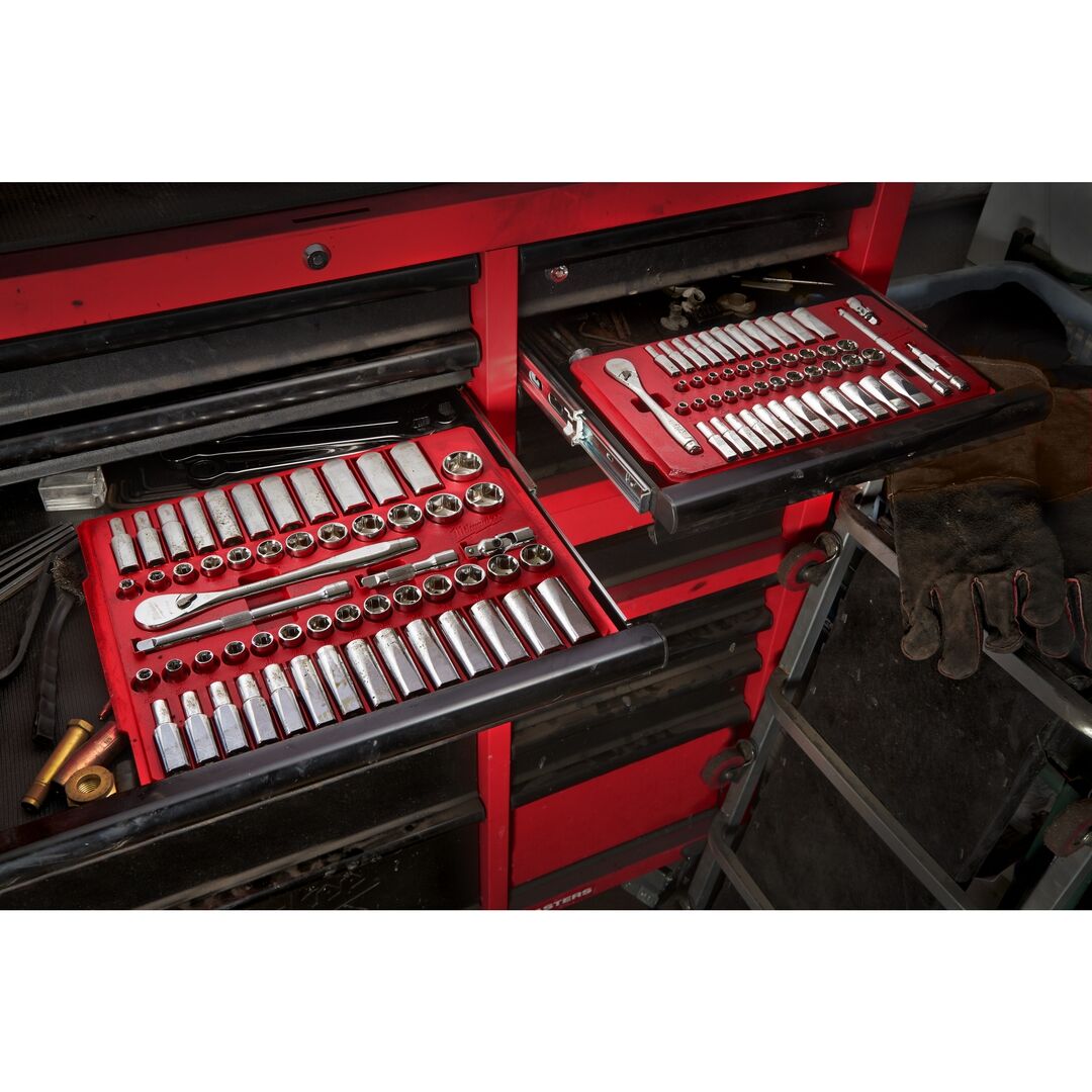 MILWAUKEE Werkzeugsatz 1/4" Ratsche und Steckschlüssel imperial & metrisch 50-teilig