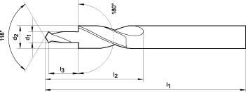 FORMAT Kurzstufenbohrer 180 Grad M 3 Durchgangsloch HSS