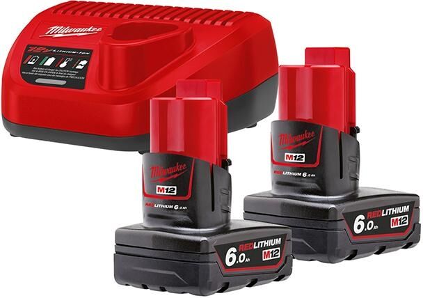 MILWAUKEE Starterset 12V M12 NRG-602 2x12V 6Ah Ladegerät