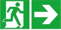Fluchtwegschild Rettungszeichen 300x150mm Folie Rettungsweg rechts