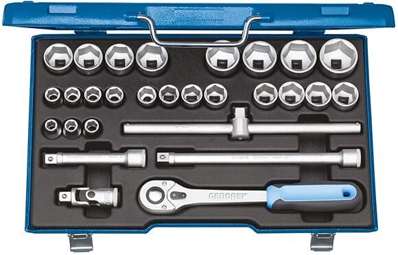 GEDORE Steckschlüssel Set 1/2" 28-teilig sechskant 10-36mm 19 VMU-10