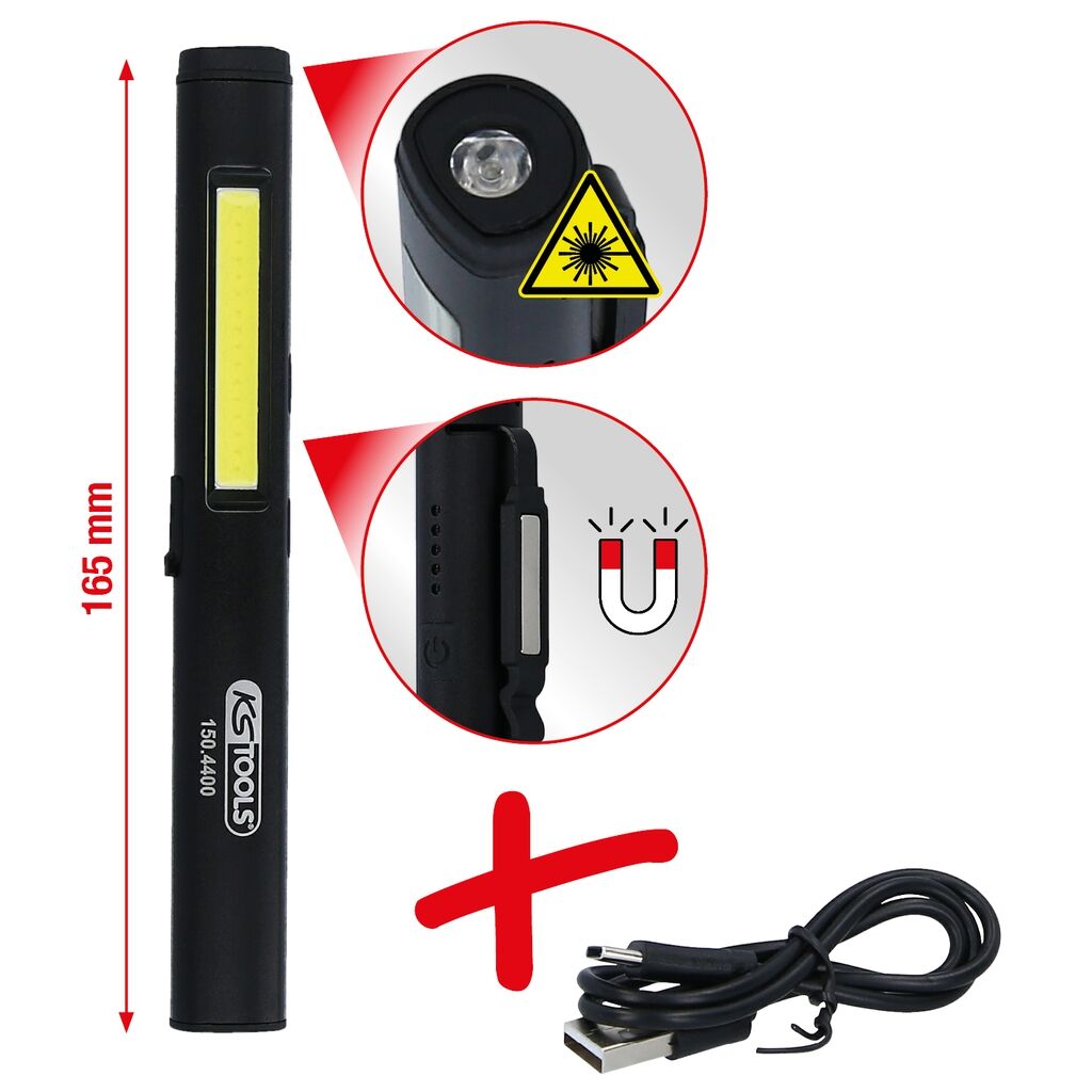 KS TOOLS Inspektionslampe LED COB Stripe 350 Lumen mit UV-Spot