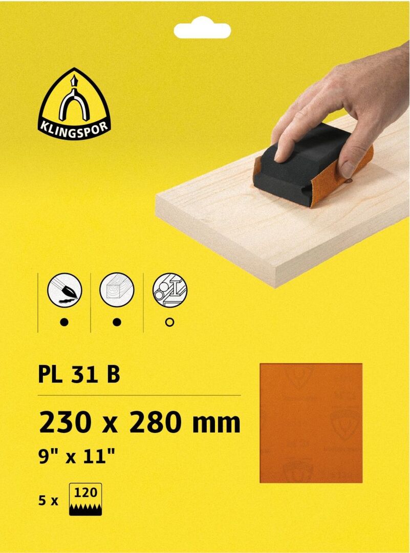 KLINGSPOR Schleifpapier PL 31 K80 230x280mm 5 Stück