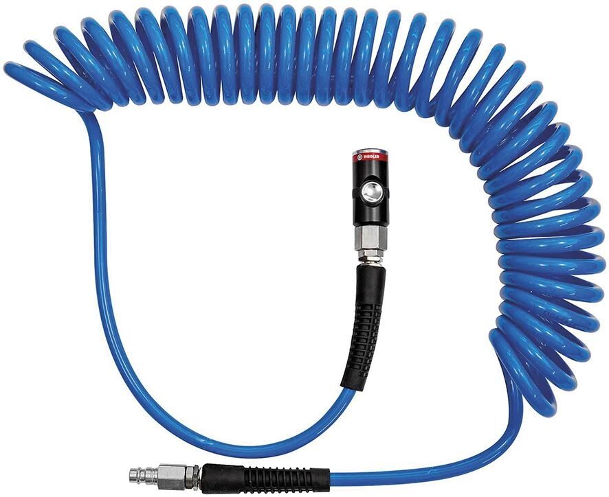 RIEGLER Spiralschlauch PU blau 7,5m NW 7,4 Stecker & Sicherheitskupplung 10x6,5mm