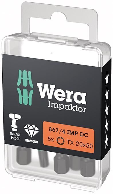 WERA TX Bit 1/4" T20x50mm 5er Pack 867/4 IMP DC
