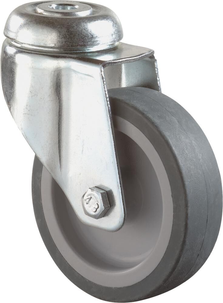BS ROLLEN Lenkrolle 125mm LGG1 Stahlbl. verz. Gummirad