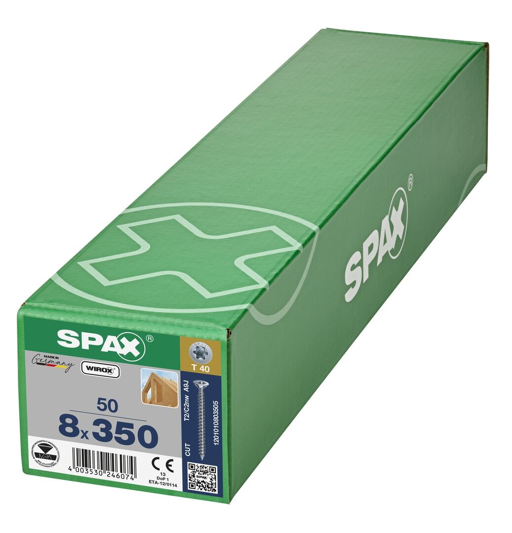 SPAX Universalschraube T40 8x350mm Senkmultikopf Vollgewinde T-STAR+ CUT WIROX 50 Stück