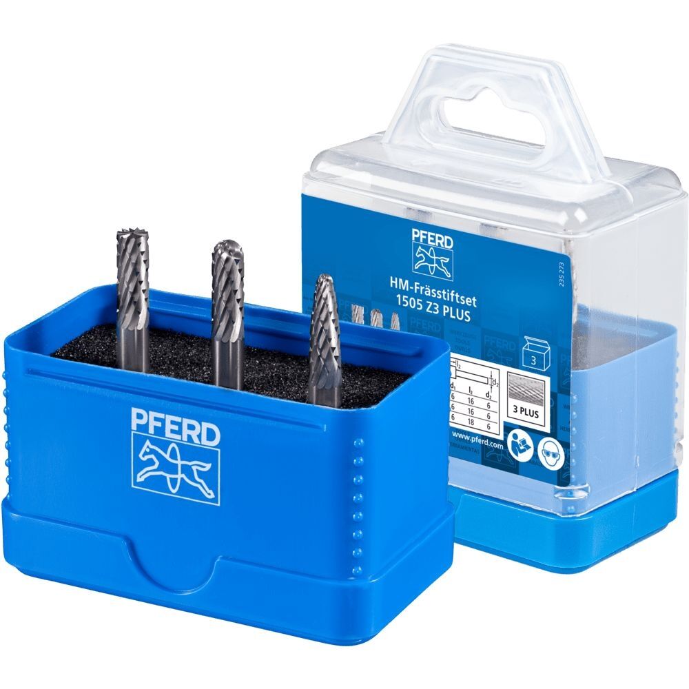 PFERD Frässtift Set HM 6mm 3-teilig ZYAS-WRC-RBF D 6mm Zahnung 3 Plus