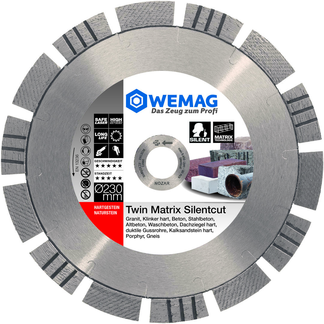 WEMAG Diamanttrennscheibe Silentcut 230x22,23mm 14 Segmente a 40x2,6x17mm HIGH PERFORMANCE