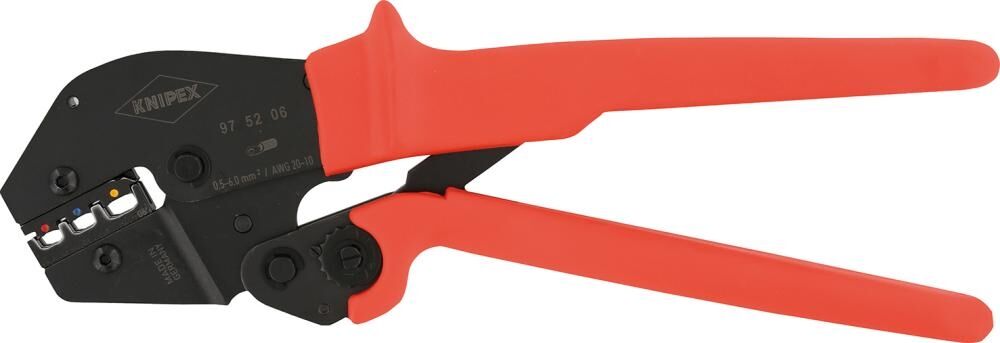 KNIPEX Crimpzange 250mm auch für 2-Handbedienung Kunststoff-Hülle brüniert 97 52 06