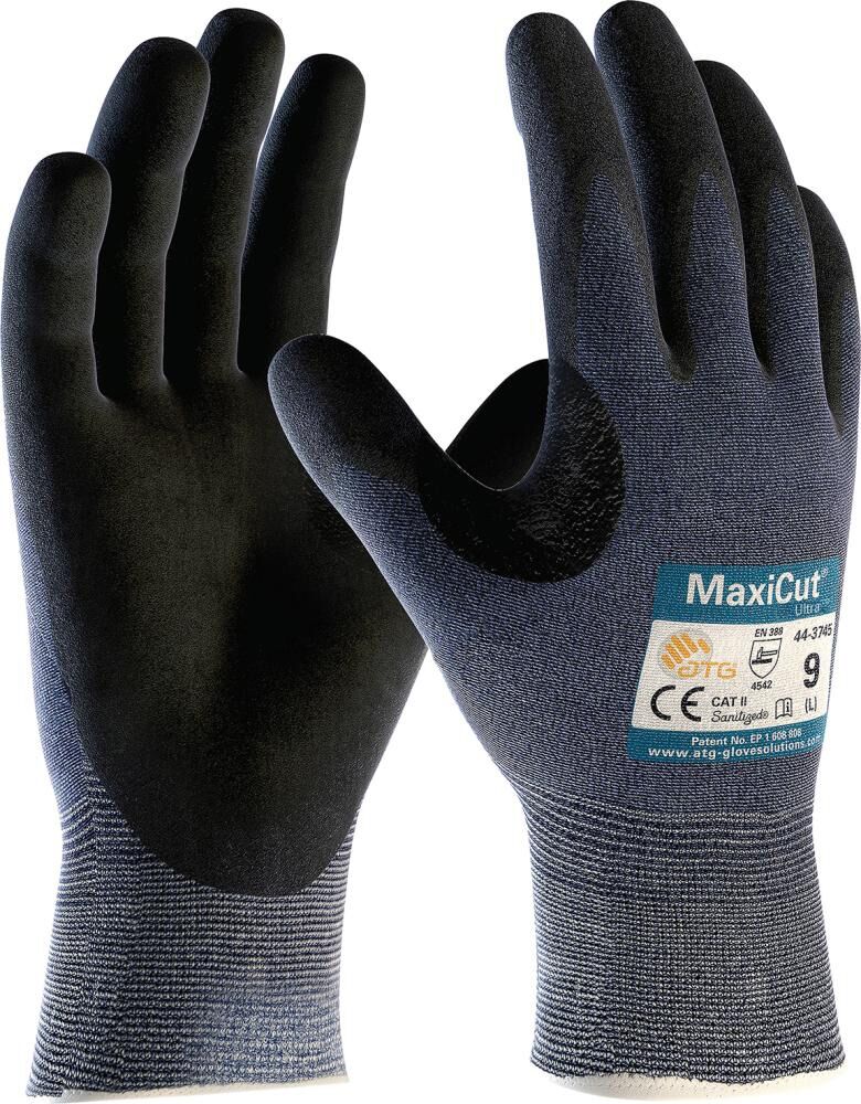 ATG Schnittschutz-Handsch. MaxiCut Ultra Gr. 10 Nitril blau/schwarz 44-3745