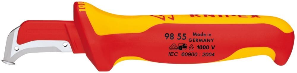 KNIPE Abmantelungsmesser mit Gleitschuh 180mm isoliert Mehrkomponenten-Hülle VDE 9855