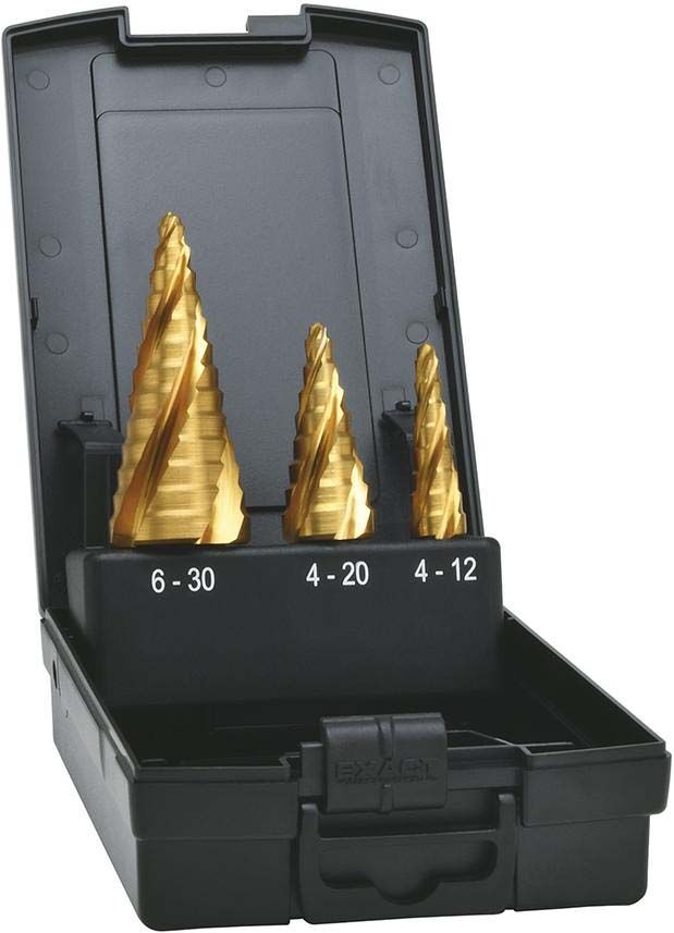 EXACT Stufenbohrer HSS TiN Set 4-fach Spiralnute