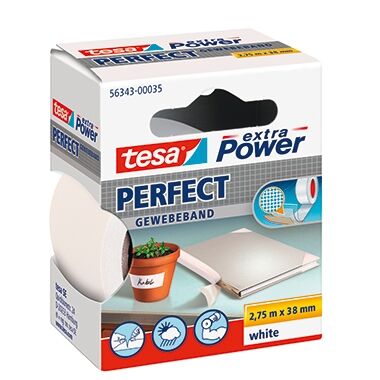 TESA Gewebeband 38mm 2,75m weiß extra Power Perfect 56343-00035