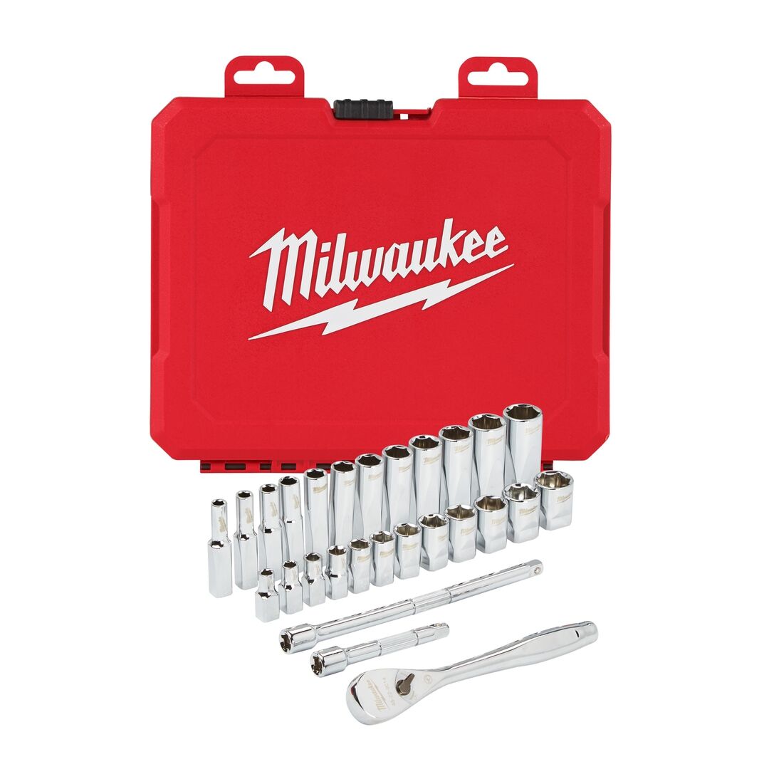 MILWAUKEE Werkzeugsatz 1/4" Ratsche und Steckschlüssel 28-teilig