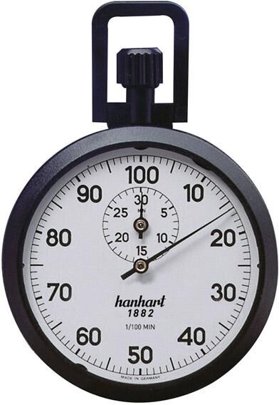 HANHART Präzisions-Kronen-Stoppuhr 1/100-Min. 30 min.