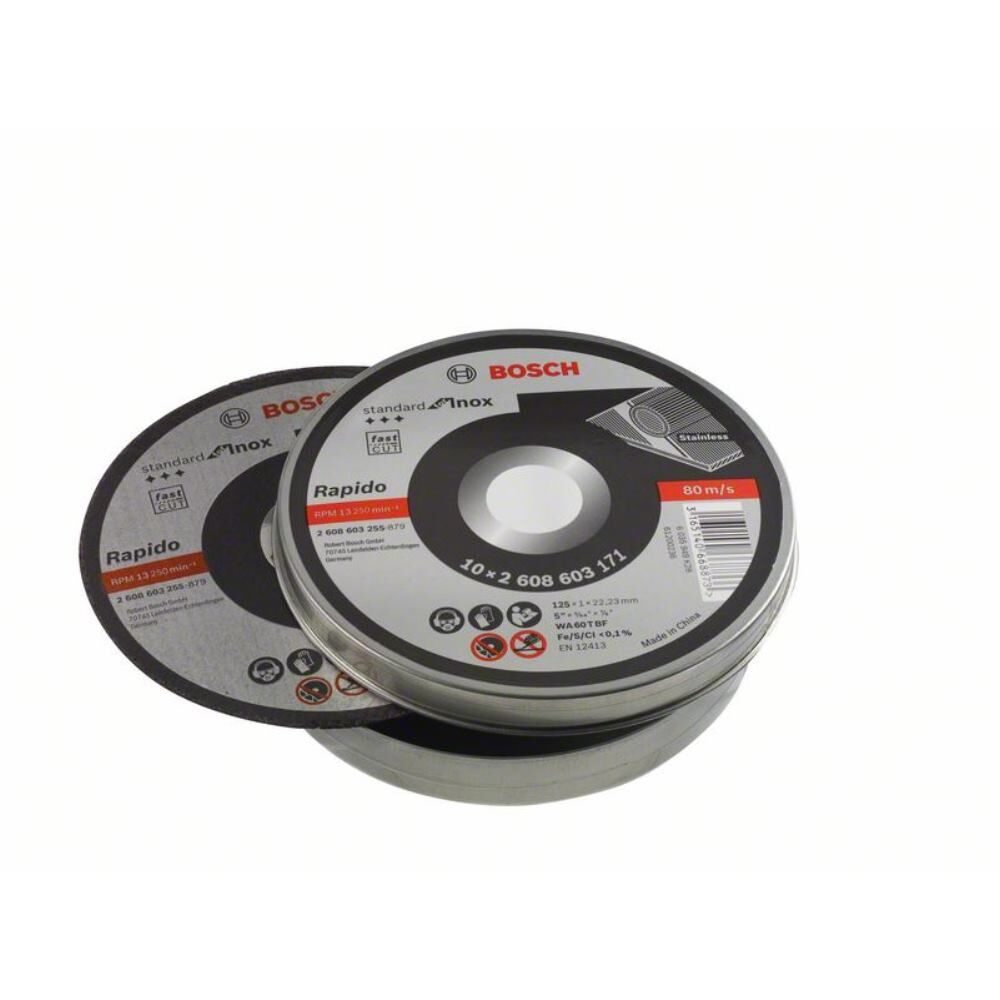 BOSCH Trennscheibe Standard for Inox 125x1x22,23mm 10 Stück/Dose X-LOCK