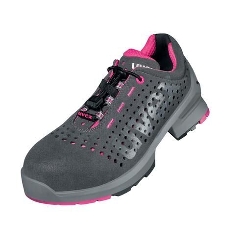 UVEX Sicherheitsschuhe Damen Gr. 38 W11 S1 ESD SR gelocht grau/pink 8561.8